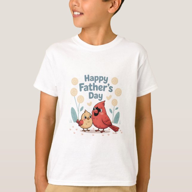 Happy Father's Day - Cardinal Dad & Chick T-Shirt (Front)