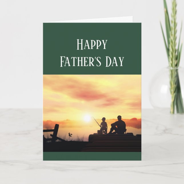 Happy Father's Day Cars Fishing Fisherman Fish Card (Front)