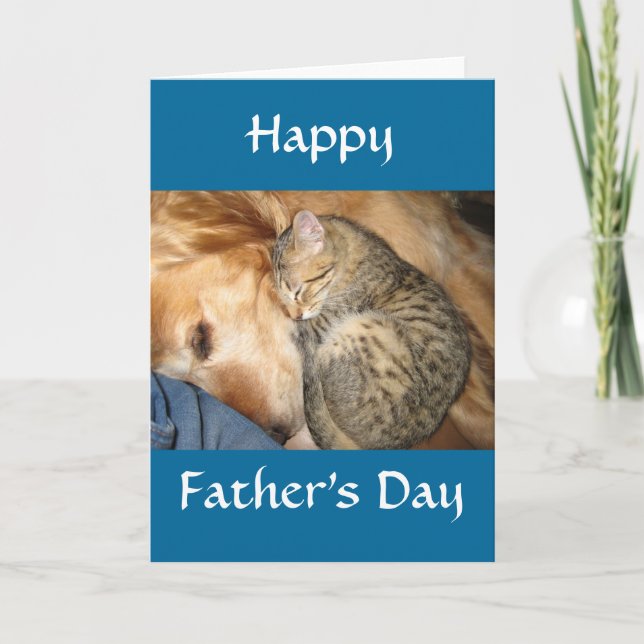 Happy Father's Day - Cat and Dog Card (Front)