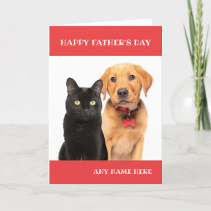 Happy Father's Day Cat Custom Name Holiday Card
