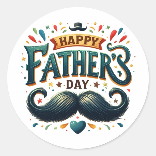 happy fathers day classic round sticker (Front)