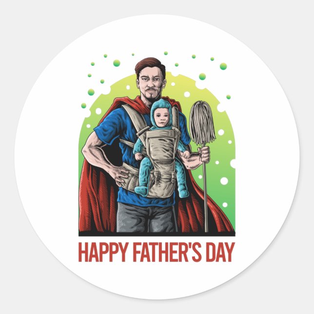 Happy Father's Day Classic Round Sticker (Front)