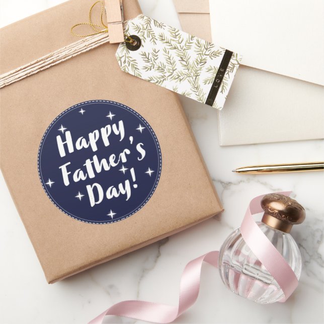 Happy Fathers Day Classic Round Sticker (Gifting)