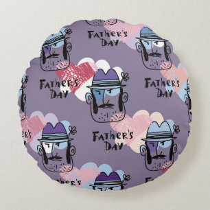 Happy Father's day. Collection unique greeting car Round Cushion