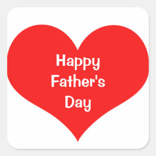 Happy Fathers Day  Colourful Heart Red White Custo Square Sticker