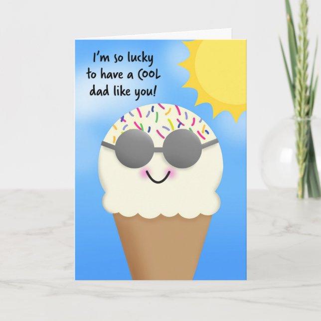 Happy Father's Day Cool Dad Cute Ice Cream Cone  Holiday Card (Front)