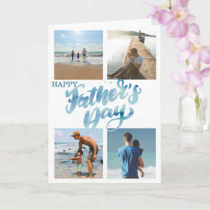 Happy Father's Day Cool Minimal Photo Collage Card