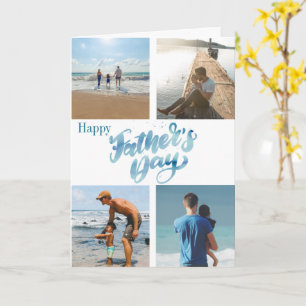 Happy Father's Day Cool Minimal Photo Collage Card
