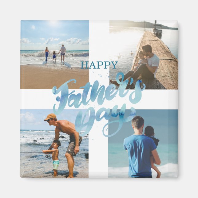 Happy Father's Day Cool Photo Collage Magnet (Front)