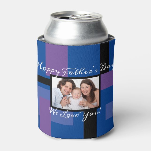 Happy Father's Day Custom 1 Photo Modern Can Cooler (Can Front)