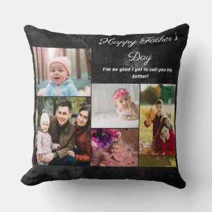 Happy Father's Day Custom Collage Photo  Cushion