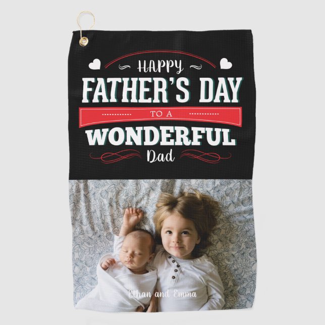 Happy Father's Day Custom Photo Golf Towel (Front)
