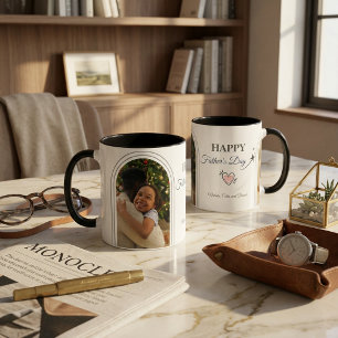 Happy Father's Day Custom Photo Modern Minimalist Mug