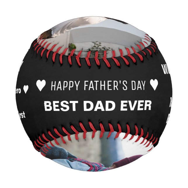 Happy Father's Day Custom Photos, Quote & Names Ba Baseball (Front)