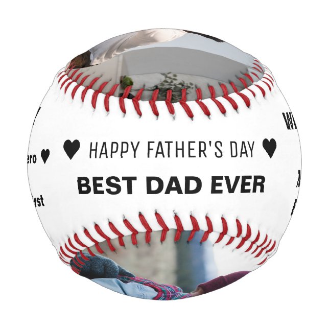 Happy Father's Day Custom Photos, Quote & Names Baseball (Front)