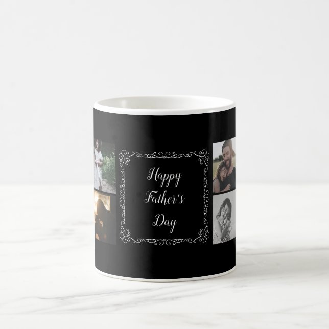 Happy Father's Day Customise Your Text And 8 Photo Coffee Mug (Center)