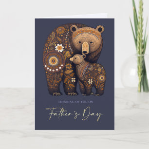 Happy Father's Day Cute Bears Folk Art Card
