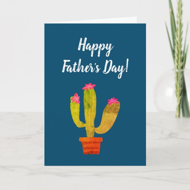 Happy Father's Day cute cactus plant greeting Card (Front)