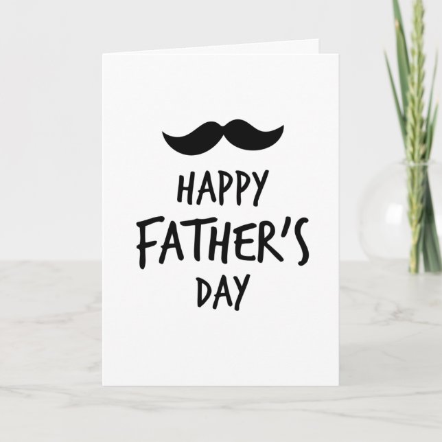 Happy Fathers Day Cute Moustache Personalised Card (Front)