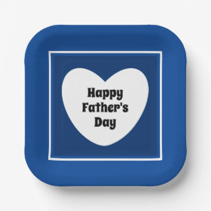 Happy Father's Day Cute Navy Blue Paper Plate