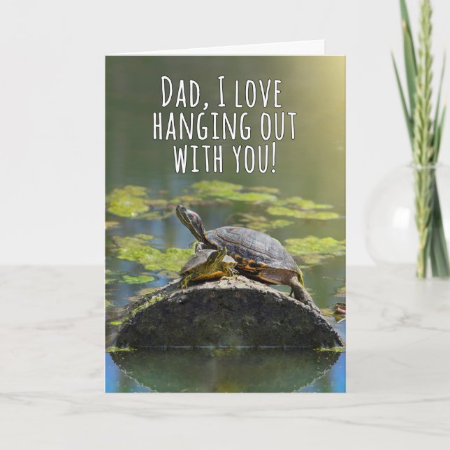Happy Father's Day Cute Turtles Hanging Out Holiday Card (Front)