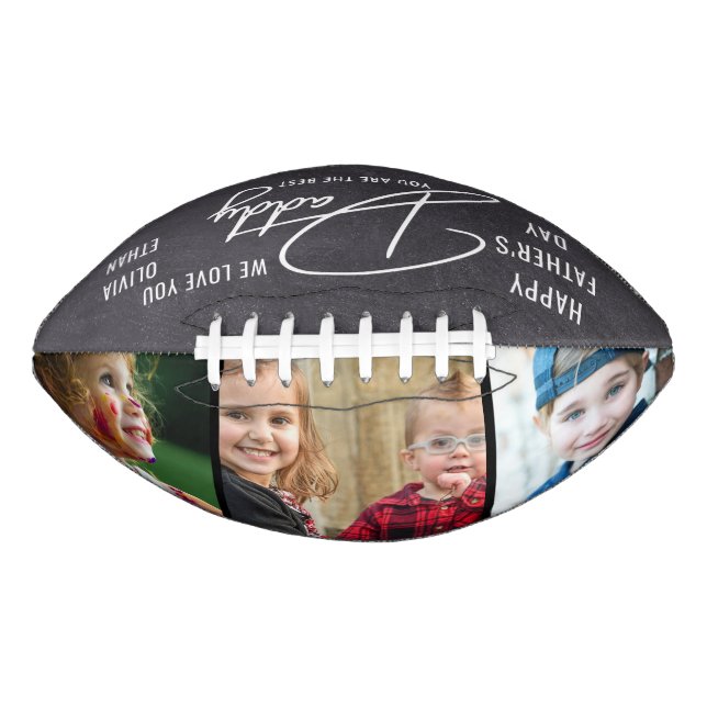  Happy Father's Day Dad 3 Photo Collage Chalkboard American Football (Front)