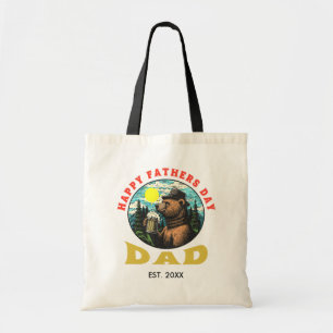 Happy Father's Day Dad Beer Mug Outdoorsman Bear  Tote Bag