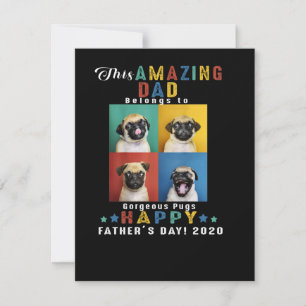 Happy Father's Day Dad Belongs To Gorgeous Pugs Thank You Card