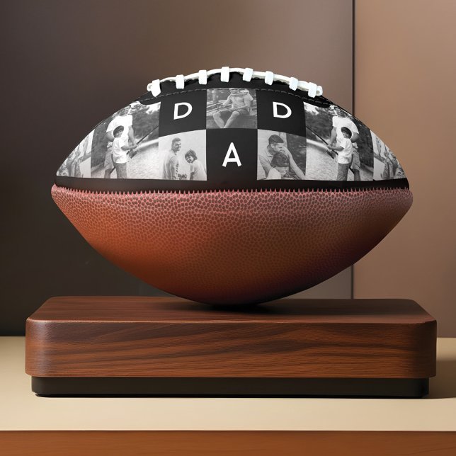 Happy Fathers Day Dad Black & White Photo Grid American Football (Happy Fathers Day Dad Black & White Photo Grid Football)