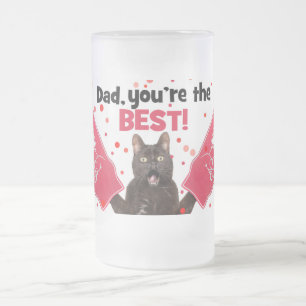 Happy Father's Day Dad Cat With Foam Fingers Humo Frosted Glass Beer Mug