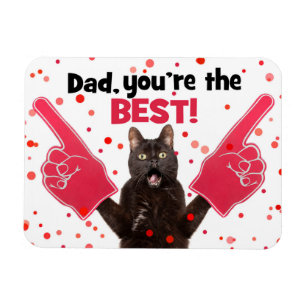 Happy Father's Day Dad Cat With Foam Fingers Humo Magnet
