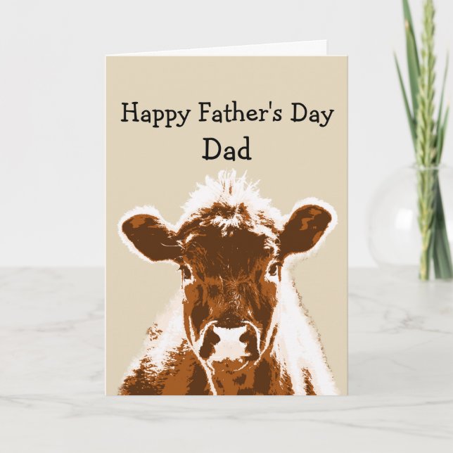 Happy Father's Day Dad Cow Joke Humour Card (Front)