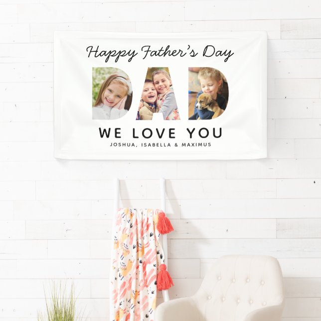 Happy Father's Day Dad Custom Photo Collage Banner (Insitu)