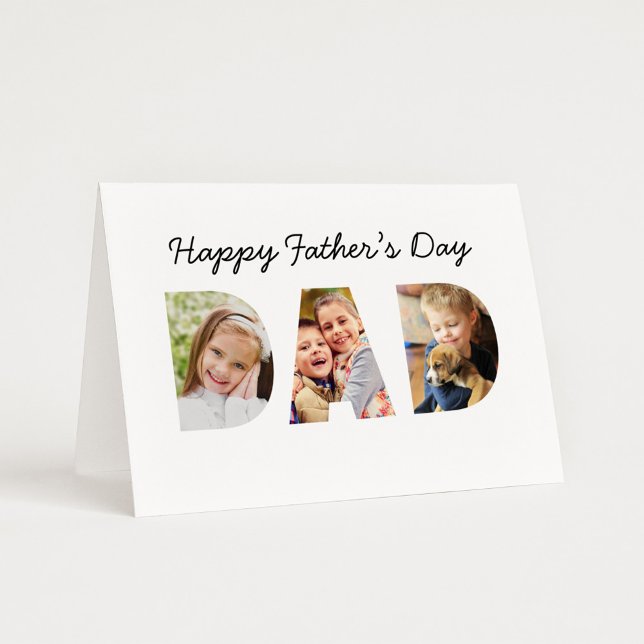 Happy Fathers Day Dad Custom Photo Collage Card (Creator Uploaded)