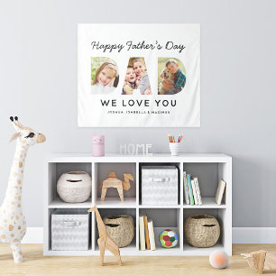 Happy Fathers Day Dad Custom Photo Collage Tapestry