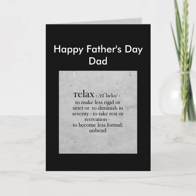 Happy Father's day Dad definition of Relax Humour Card (Front)