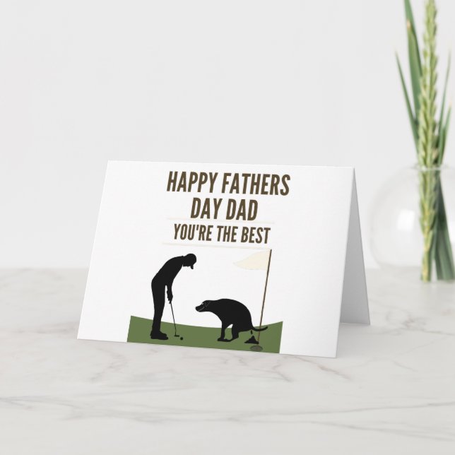 Happy Fathers Day Dad Golfing Dog Poop Thank You Card (Front)