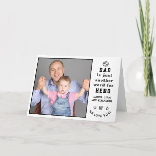 Happy Father's Day Dad Hero Photo + Names Greeting Card