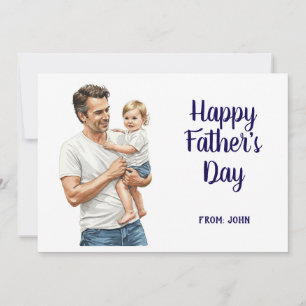 Happy Father's Day Dad Holding Baby Holiday Card