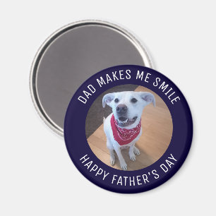 Happy Father's Day Dad Makes Me Smile Dog Photo Magnet