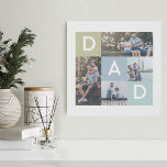 Happy Fathers Day Dad Modern Multi Photo Grid Faux Canvas Print<br><div class="desc">A beautiful personalised canvas print to give to your dad, that he'll cherish forever. Special personalised photo collage canvas print to display your own special family photos and memories. Our design features a simple 4 photo collage grid design with "dad" letters displayed in the grid design. Perfect gift for father's...</div>