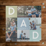 Happy Fathers Day Dad Modern Multi Photo Grid Jigsaw Puzzle<br><div class="desc">Send a beautiful personalised puzzle to your dad that he'll cherish forever. Special personalised photo collage puzzle to display your own special family photos and memories. Our design features a simple 4 photo collage grid design with "dad" letters displayed in the grid design along with happy fathers' day.</div>
