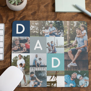 Happy Fathers Day Dad Modern Multi Photo Grid Mouse Mat