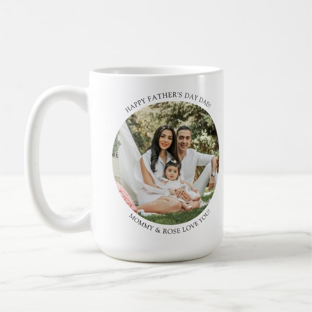 Happy Father's Day Dad Round Photo Simple Gift Coffee Mug (Left)