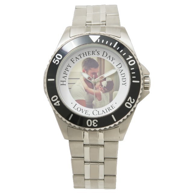 Happy Father's Day Daddy Custom Photo Gift Watch (Front)