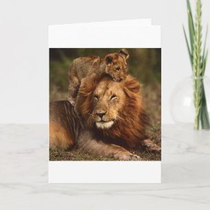 Happy Fathers Day Daddy Lion and Lion Cub Card