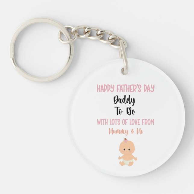 Happy Father's Day Daddy To Be Keychain  (Front)