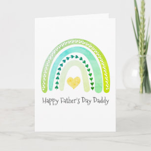 Happy Father's Day Daddy Watercolor Rainbow Hearts Card