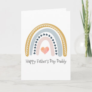 Happy Father's Day Daddy Watercolor Rainbow Hearts Card