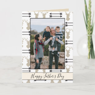 Happy Father's Day Deer Head and Arrows Photo Card